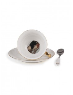 SELETTI Guiltless porcelain tea cup with plate and teaspoon - Giunone
