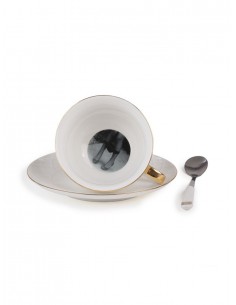 SELETTI Guiltless Tasse à thé en porcelaine avec assiette et cuillère à café - Prosperina