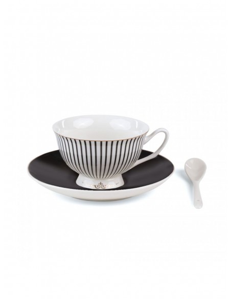 SELETTI Guiltless porcelain tea cup with plate and teaspoon - Tacita