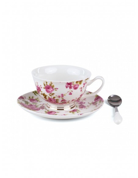 SELETTI Guiltless porcelain tea cup with plate and teaspoon - Fortuna