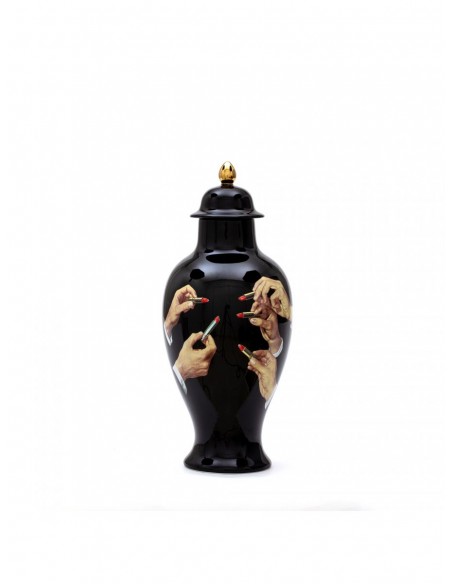 SELETTI Porcelain Vase - Lipsticks - Black