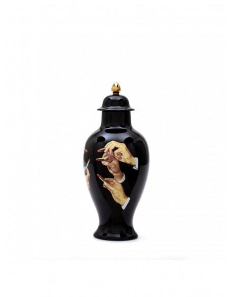 SELETTI Vase en Porcelaine - Lipsticks - Noir