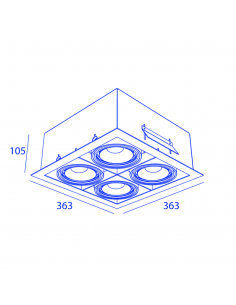 Orbit Frame Square 4X Cone Cob Led spot encastré