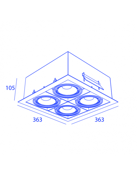 Orbit Frame Square 4X Cone Cob Led Inbouwspot