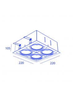 Orbit Piccolo Frame Square 4X Cob Led recessed spot