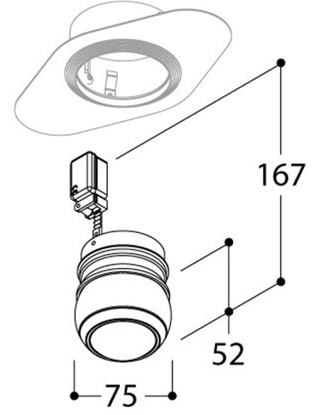 TAL BERRIER JUNIOR TRIMLESS SEMI-RECESSED WC plafondlamp