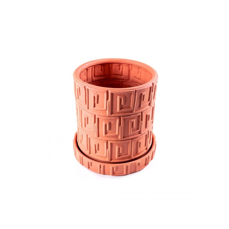 Seletti Magna Graecia Terracotta Vase With Saucer - Greca