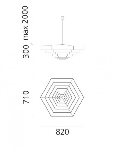 Artemide Lampada Esagonale 82 suspended lamp