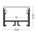 Integratech Profiel SL Flat 15x12 2m diff. zwart incl. acc.
