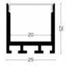 Integratech Profil SL Flat 25x25 3m plexi opale acc. inclus