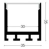 Integratech Profil SL Flat 35x35 2m plexi opale acc. inclus