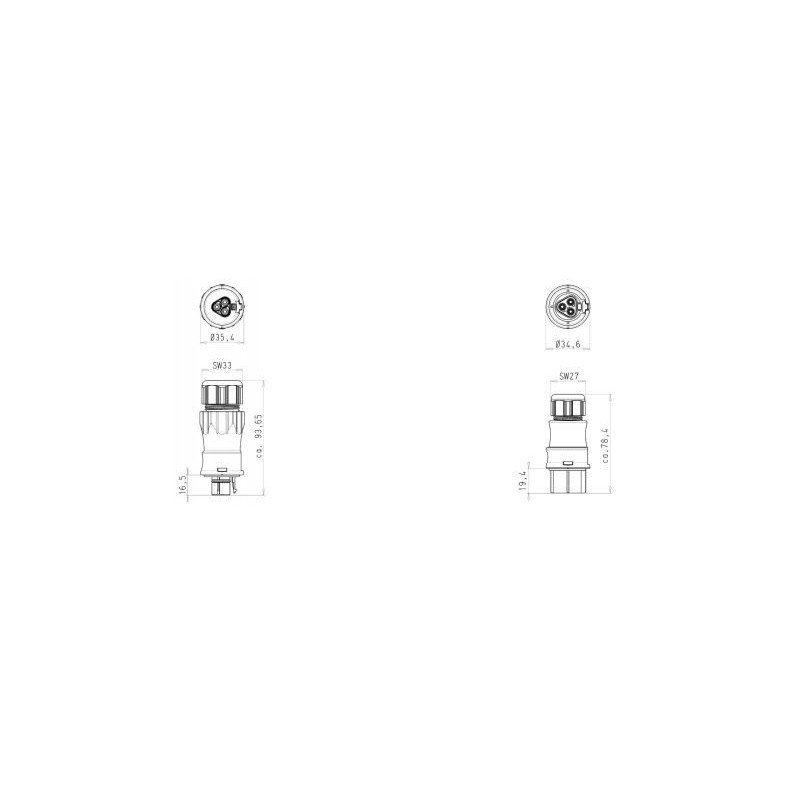 Integratech Verbindingsset 3-polig IP68 2,5mm² male-female