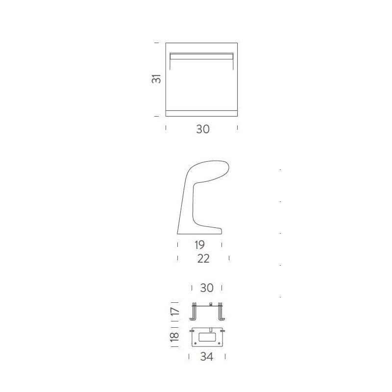 Nemo Borne Béton Petite outdoor IP44 - fixing plate