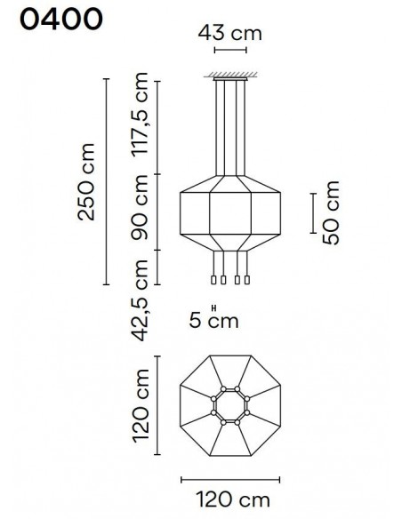 Vibia Wireflow Octagonal 120 suspension lamp