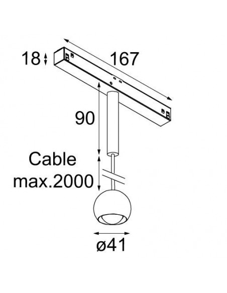 Modular Marbulito suspension track 48V 1x LED GI