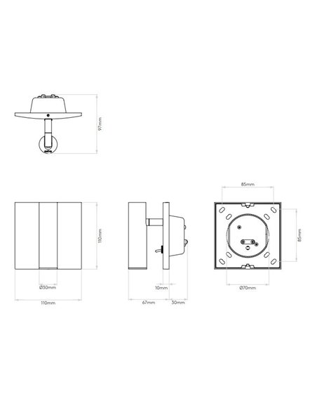 Astro Enna Square Switched Led wall lamp