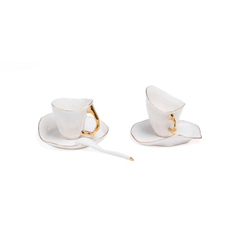 SELETTI MELTDOWN Koffieset 2 x koffiekop 2x schotel 2x lepel