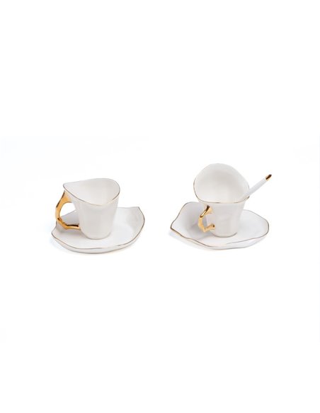 SELETTI MELTDOWN Coffee set 2 x coffee cup 2x saucer 2x spoon