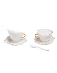 SELETTI MELTDOWN Tea set 2 teacups 2 saucers 2 teaspoons