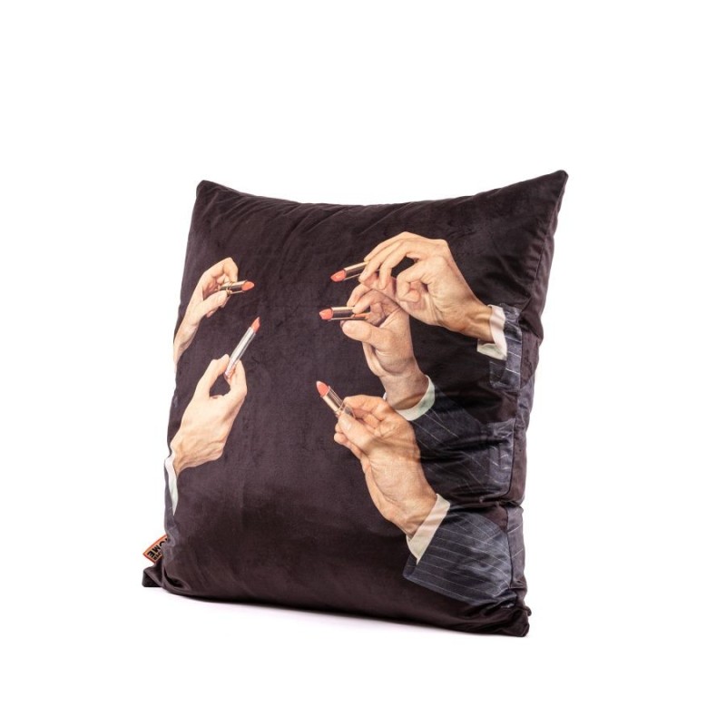 SELETTI TOILETPAPER Kussen 67 x 67 cm - Lipsticks Black