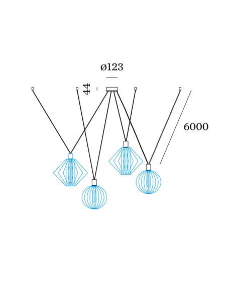 Wever & Ducré Wiro Ceiling Susp Set Decenter 4.0 E27 B 6M