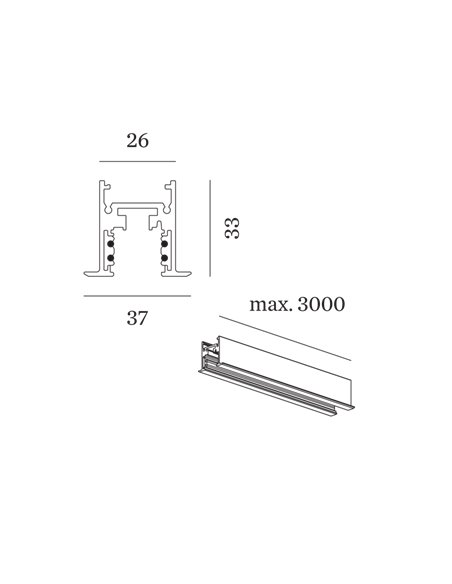 Wever & Ducré STREX SYSTEM RECESSED TRACK CUSTOM CUT <1.0M track