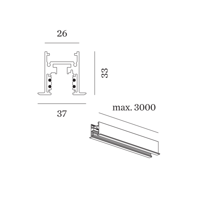 Wever & Ducré STREX SYSTEM RECESSED TRACK CUSTOM CUT 3.0M track
