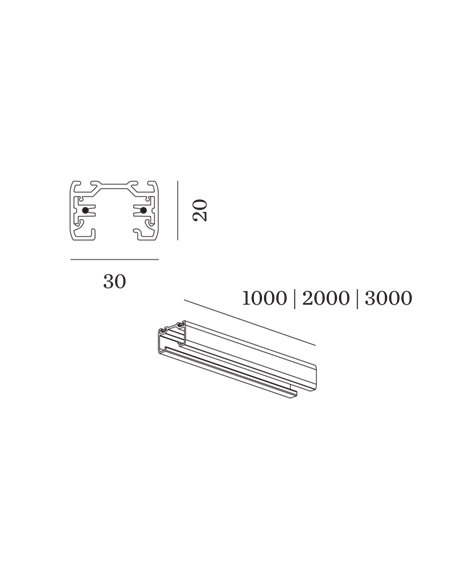 Wever & Ducré 1-phase track | surface/suspended Track Profile 1m