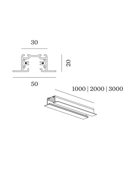 Wever & Ducré 1-phase track | recessed Track Profile 3m