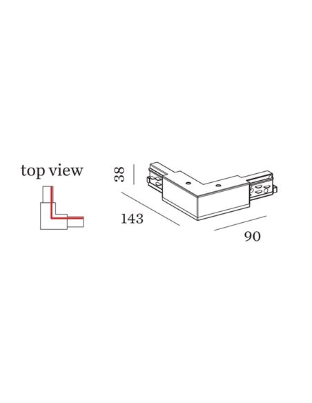 Wever & Ducré 3-phase track | left L-Connector