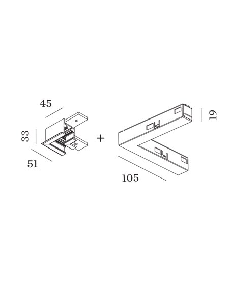 Wever & Ducré STREX SYSTEM RECESSED L-CONNECTOR ELECTRICAL/MECHANICAL 48V DALI Track