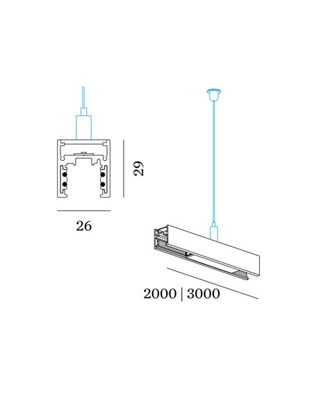 Wever & Ducré 48V DALI tracks | suspended indirect light Track Profile 2m