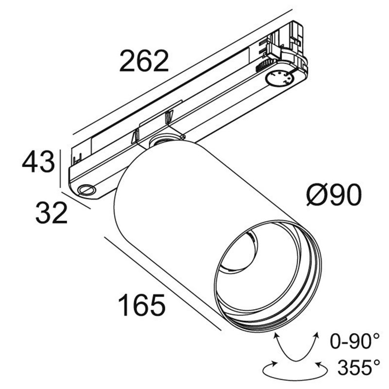 Delta Light SPY 90 TW ADM DIM5 Éclairage sur rail