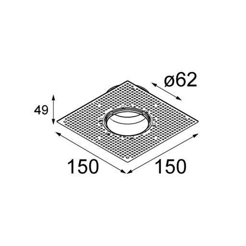 Modular Gypkit trimless 150x150 - Ø62