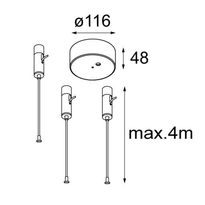 Modular Flat moon suspension kit 4m / 9x0.75 (3 cables) 