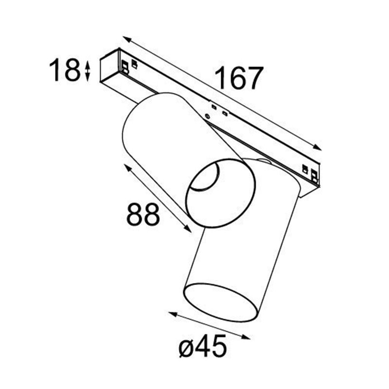 Modular Minude 45 adjustable track 48V 2x LED GI 