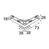 Modular Lighting Pista track 48V electrical/mechanical (recessed flange) connection 90° outside 
