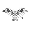 Modular Pista track 48V electrical/mechanical (up/down) connection 90° 