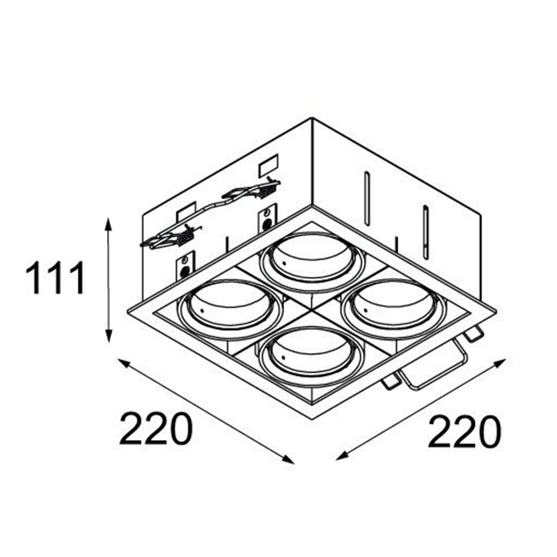 Modular Mini multiple for smartrings 4x LED GE Inbouwlamp