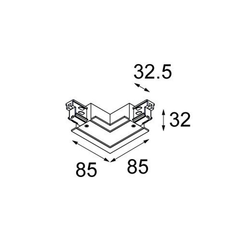 Modular Connector track recessed outside 90° 
