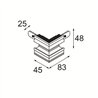 Modular Track 48V Connection 90° Mechanical (For Recessed Trimless Mounting) Outside