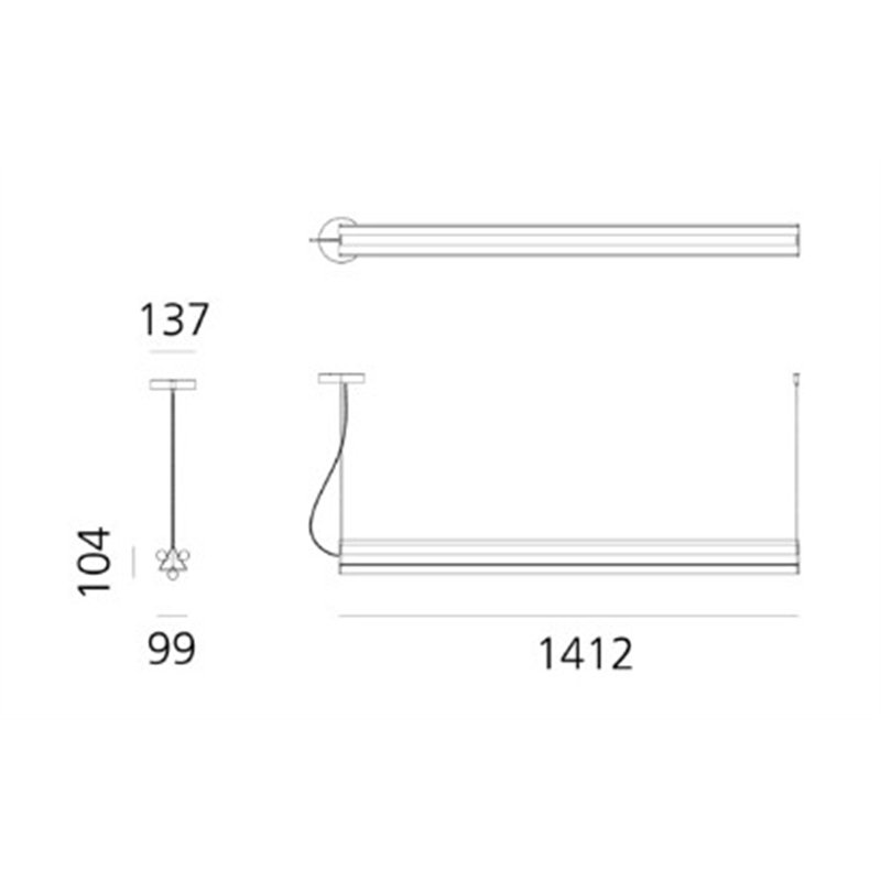Artemide Dreispitz - 3 Diffused Emission - 150 - Horizontal  suspension lamp