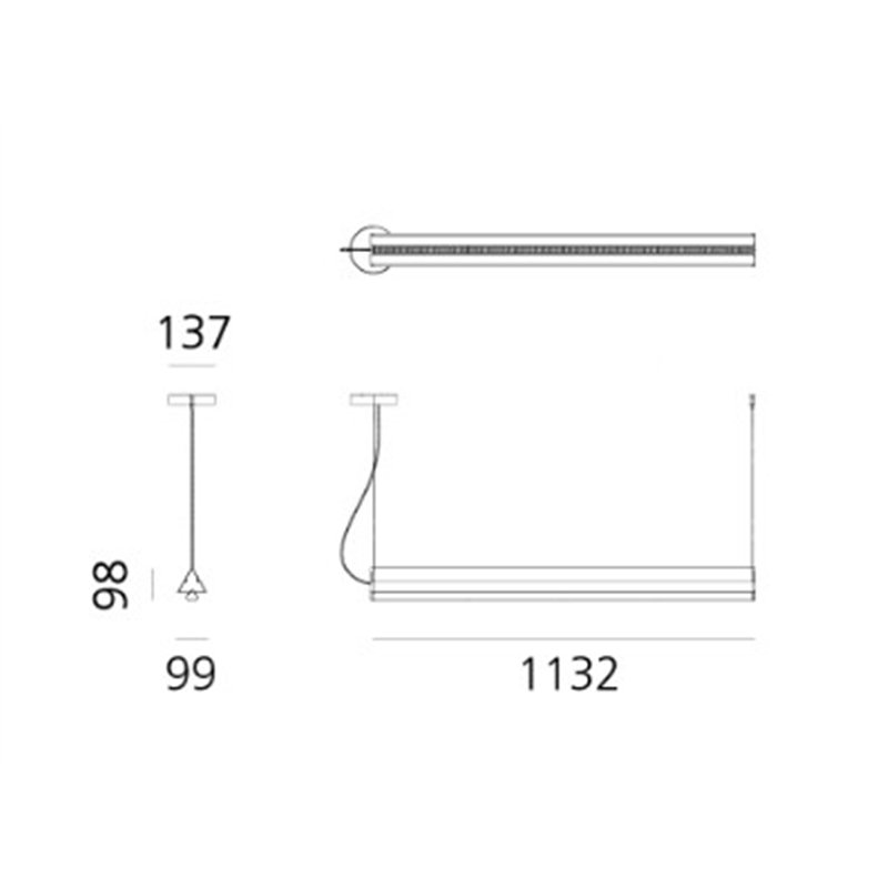 Artemide Dreispitz - 1 Controlled Emission - 120 - Horizontal  suspension lamp
