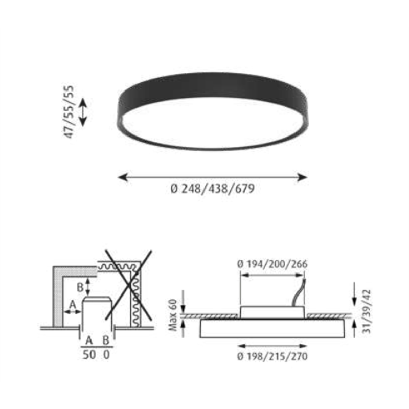 Louis Poulsen Lp Slim Round Semi Recessed ⌀680 Plafondlamp