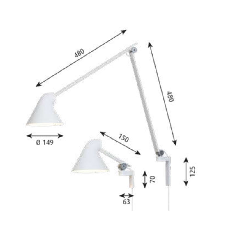 Louis Poulsen Njp Wall Korte arm Met snoer / Zonder muurdoos Wandlamp