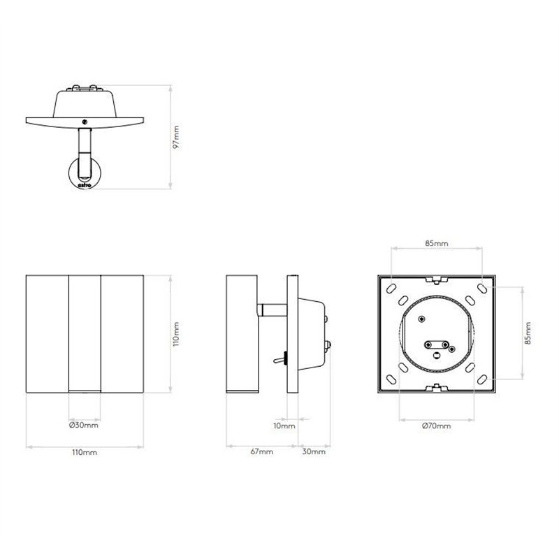 Astro Enna Square Switched Led Wandlampe