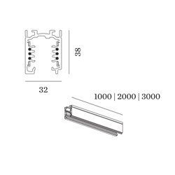 Wever & Ducré 3-phase track | surface/suspended Track Profile 3m