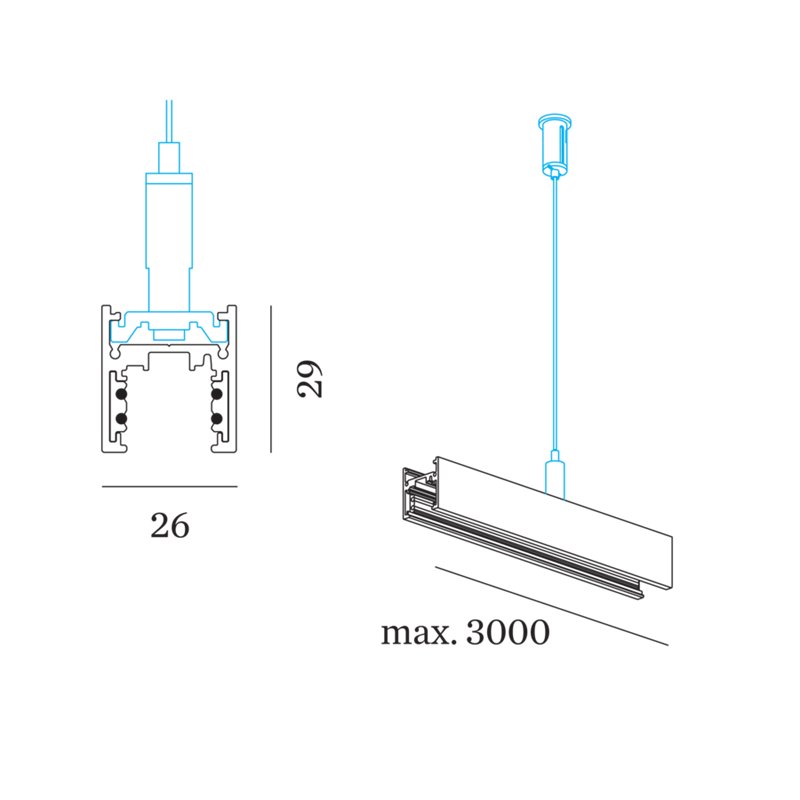 Wever & Ducré STREX SYSTEM SUSPENDED INDIRECT LIGHT CUSTOM CUT 2.0M track
