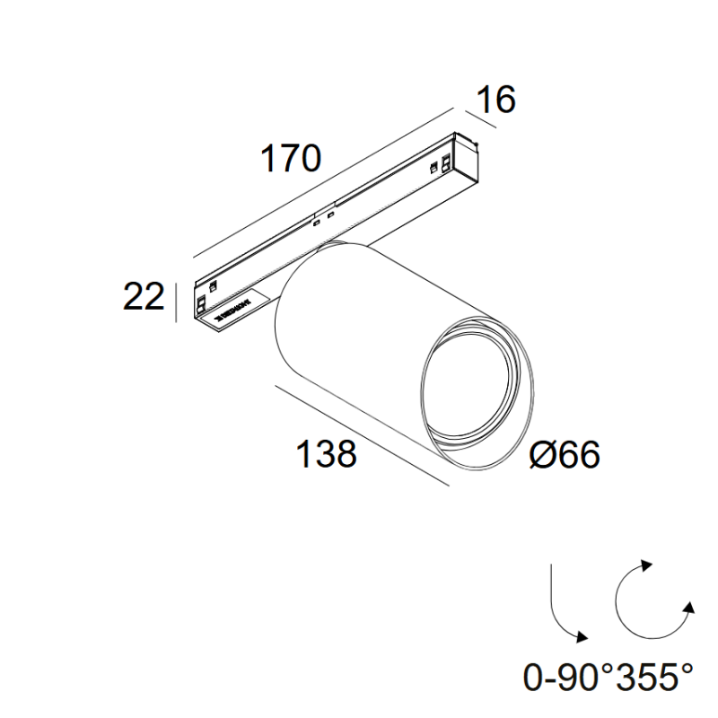 Delta Light M26L - Spy 66 Wallwash DIM5 Track lighting fixture