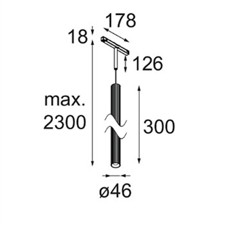 Modular Extruded Stripped Track 48V Suspended 46 300 1x LED